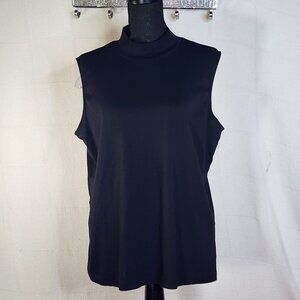 CJ Banks Black Cotton Layer-Your-Look Sleeveless Mock Neck Layering Top Size 1X